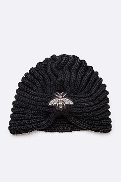 Soft Rib Embroidered BEE Patch Beanie