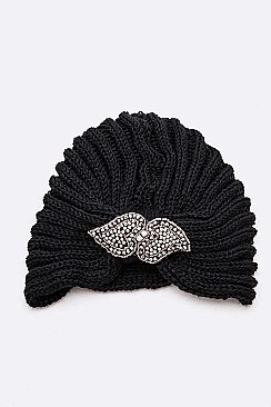 Soft Rib Beaded Flower Beanie