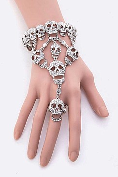 CRYSTAL SKULL BRACELET & RING SET