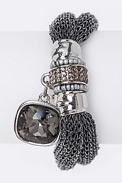 Modern Mesh Bracelet With Crystal Drop Accent LA-BR2869