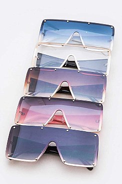 Pack of 12 Texture Temple Shield Sunglasses Set