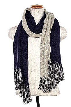 OBLONG SOLID COLOR KNITTED SCARF