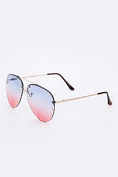 Mix Tint Studded Aviator Sunglasses Set