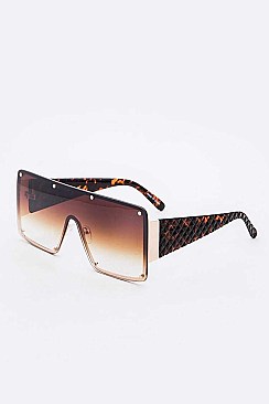 Pack of 12 Texture Temple Shield Sunglasses Set