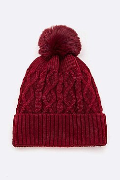 Pack of 12 Fleeced Raised Knit Beanie Set