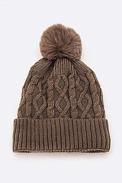 Pack of 12 Fleeced Raised Knit Beanie Set