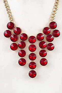 FRINGE ROUND GEM BIB NECKLACE SET