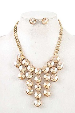 FRINGE ROUND GEM BIB NECKLACE SET