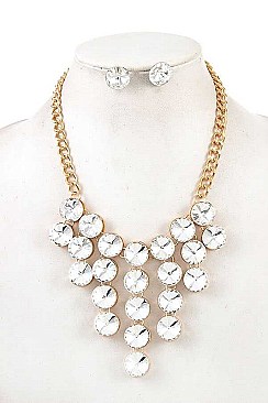 FRINGE ROUND GEM BIB NECKLACE SET