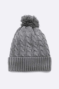 Pack of 12 Fleece Lined Cable Knit Winter Beanie Set