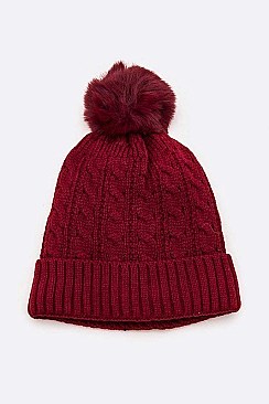 Pack of 12 Fleece Lined Cable Knit Winter Beanie Set