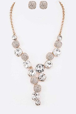 FASHIONABLE CRYSTAL STATEMENT NECKLACE SET