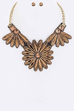 Crystal Flower Statement Necklace Set LAJHN1597