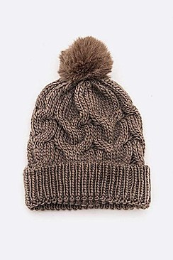 Pack of 12 Raised Cable Knit Winter Beanie Set