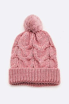 Pack of 12 Raised Cable Knit Winter Beanie Set