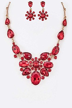 STYLISH CRYSTAL FLOWER STATEMENT NECKLACE SET