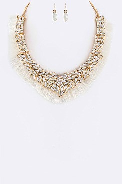 Mix Crystals & Fringe Necklace Set