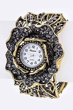 Stylish Vintage Inspired Flower Cut-Out Bangle Watch LA-1812