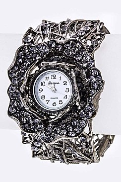 Stylish Vintage Inspired Flower Cut-Out Bangle Watch LA-1812