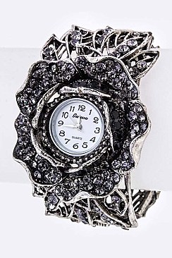 Stylish Vintage Inspired Flower Cut-Out Bangle Watch LA-1812