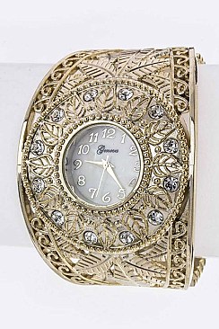 Stylish Filigree Leaf Bangle Watch LA-1704