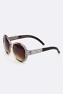Crystal Ornate Oval Fashion Sunglasses LA14-MSG1152