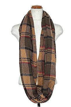 WINTER PLAID PATTERN INFINITY SCARF