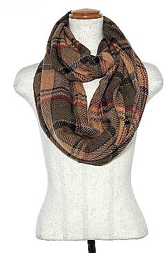 WINTER PLAID PATTERN INFINITY SCARF