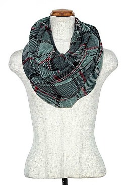 WINTER PLAID PATTERN INFINITY SCARF