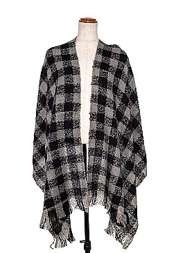 OBLONG KNITTED CHECKERED SHAWL/SCARF