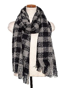 OBLONG KNITTED CHECKERED SHAWL/SCARF