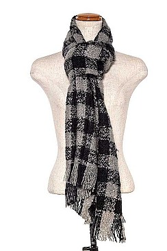 OBLONG KNITTED CHECKERED SHAWL/SCARF