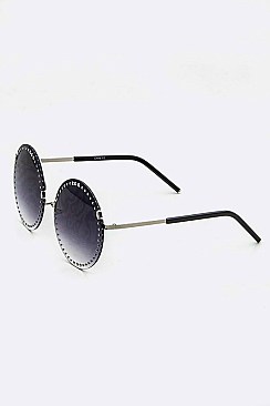 Pack of 12 Pieces Studded Round Sunglasses LA113-POP7211
