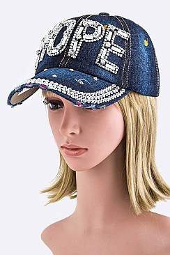 Crystal HOPE Embelished Fashion Denim Cap LA-HT277X136