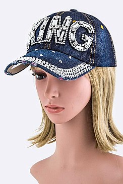 Crystal King Embelished Fashion Denim Cap LA-HT277X138
