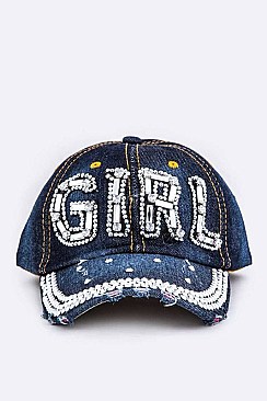 Crystal GIRL Embelished Fashion Denim Cap LA-HT277X140