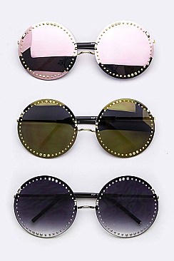 Pack of 12 Pieces Studded Round Sunglasses LA113-POP7211