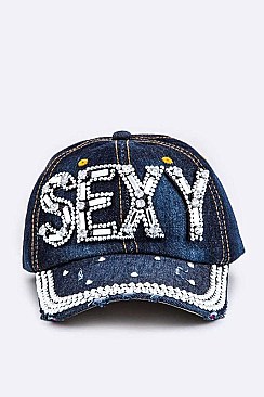 Crystal SEXY Embelished Fashion Denim Cap LA-HT277X135