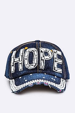 Crystal HOPE Embelished Fashion Denim Cap LA-HT277X136