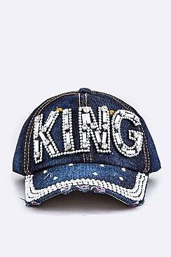 Crystal King Embelished Fashion Denim Cap LA-HT277X138