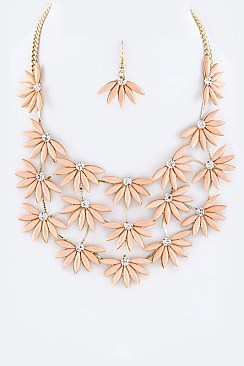 Marquise Crystal Flowers Layer Statement Necklace Set LAYNE2986