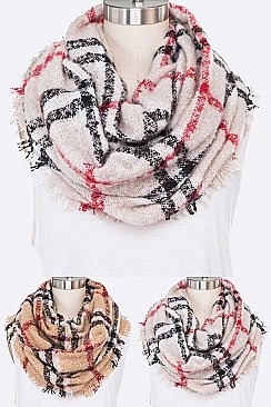 Pack of 12 Comfy Mix Plaid Winter Scarf Set