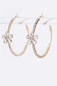 Fashion Crystal Flower Hoop Earrings
