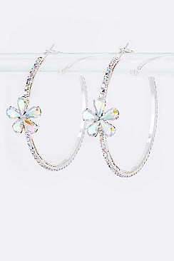 Fashion Crystal Flower Hoop Earrings