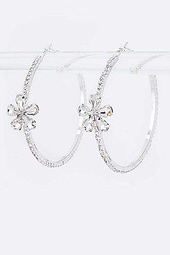 Fashion Crystal Flower Hoop Earrings