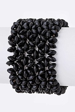Pack of 12 Wooden Beads Stretch Bracelet Set
