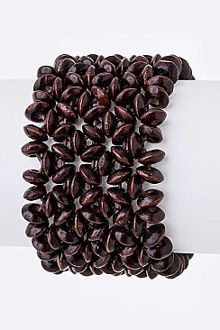 Pack of 12 Wooden Beads Stretch Bracelet Set