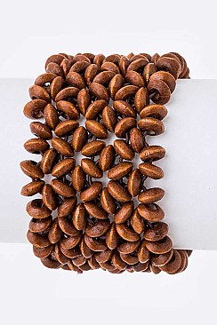 Pack of 12 Wooden Beads Stretch Bracelet Set