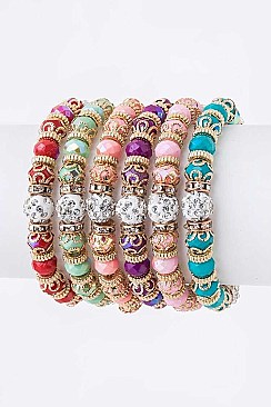 Pack of 12 Mix Bead Stretch Bracelets Set