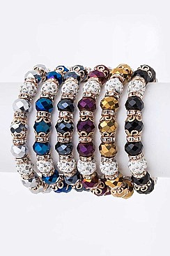 Pack of 12 Mix Bead Stretch Bracelets Set
